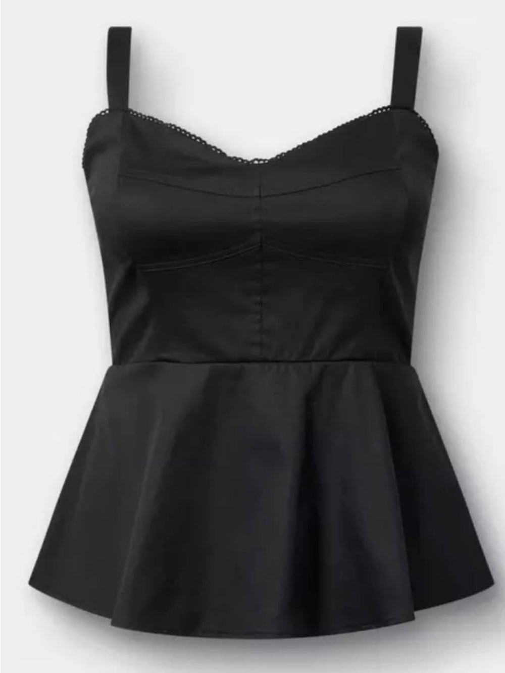 torrid NWT Black Sweetheart Peplum Cami with Smocked Back